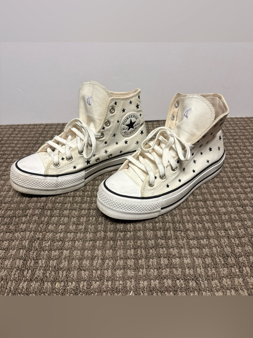 Converse Embroidered Crystal Energy and Stars Platform High-Tops Size 8W